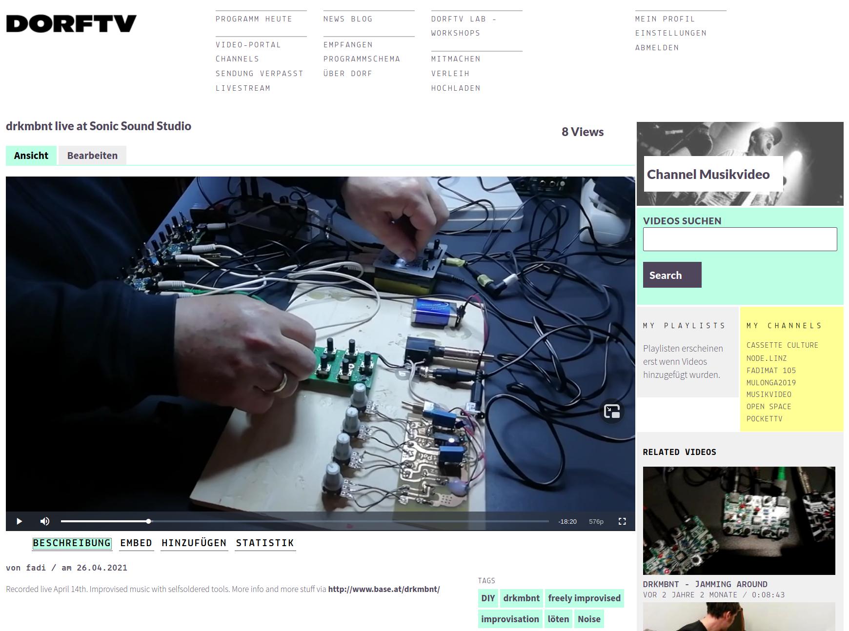 Video: drkmbnt live at Sonic Sound Studio