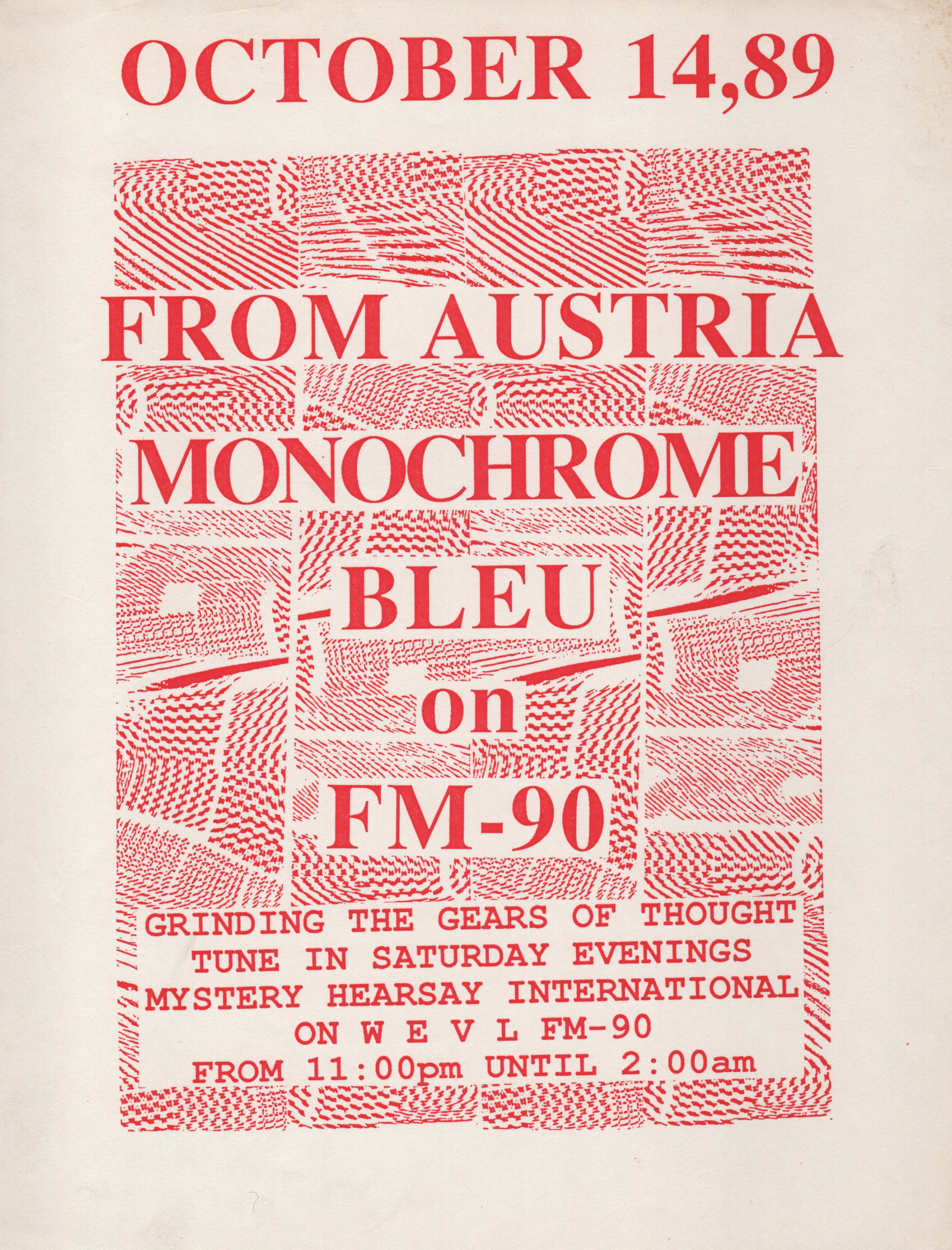 Flyer: Live at WEVL FM-90 in Memphis 1989